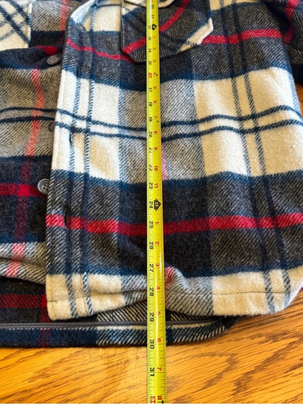 Vintage LL Bean Mens Jacket‎ Wool X-Large Cream Black Red Plaid Sherpa Lined USA